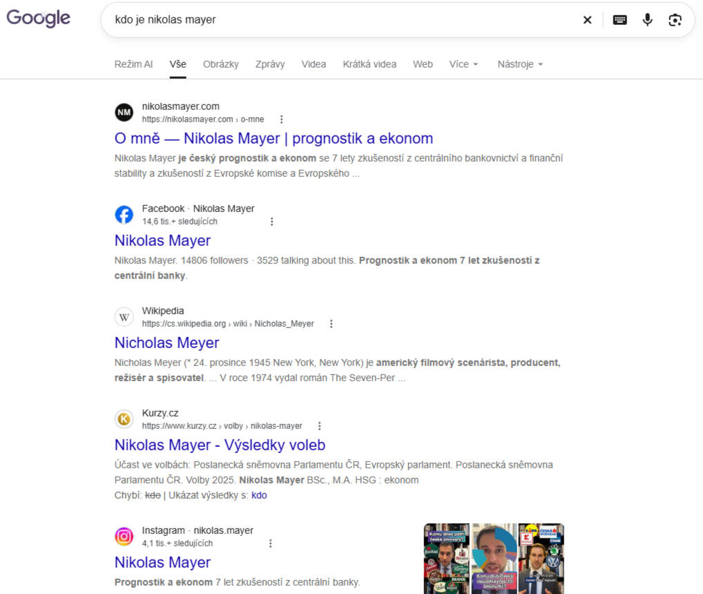 [OBRÁZEK 4 — Google vyhledávání „Nikolas Mayer“]
